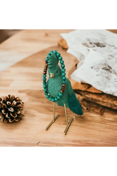 Ezera Ανδρικό βραχιόλι Tenzin από μαλαχίτη και πέτρες Tiger Eye