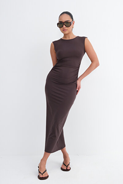 Addax Αμάνικο μίντι φόρεμα με κορδόνι E0747