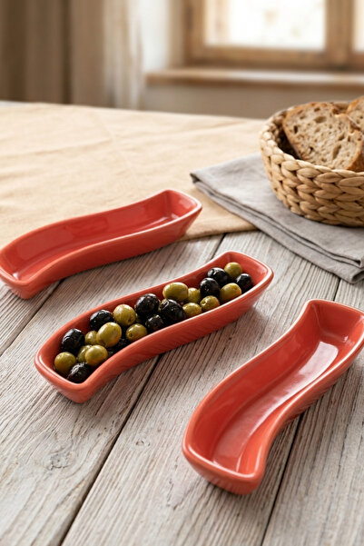 Keramika Orange Ivory Olive Tray 18 Cm 3 Pieces