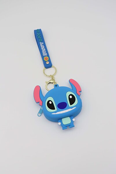 Bakmakistersen Stitch Silikon Cüzdan Anahtarlık – Mavi, Sevimli Bozuk Para Ça...