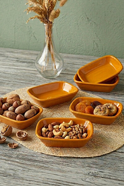 Keramika Yellow rectangle appetizer snack / boat 13 cm 6 pieces