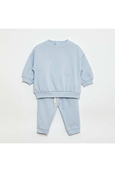 KIABI طقم سترة من قماش السويت شيرت + بنطلون - طقم مكون من قطعتين باللون الأزرق