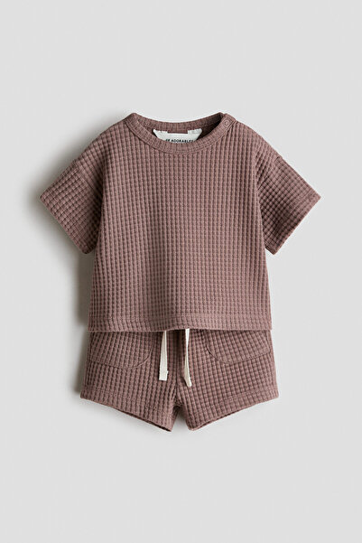 H&M 2 Parçalı Pamuklu ve Petek Dokulu Set