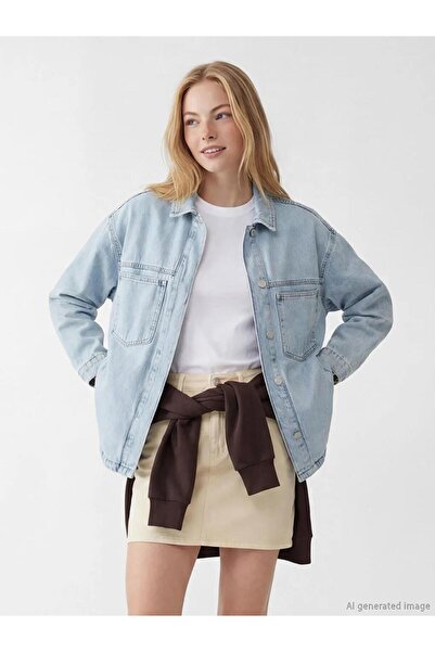 LC Waikiki Γυναικείο τζιν πουκάμισο κανονικής εφαρμογής (S6)