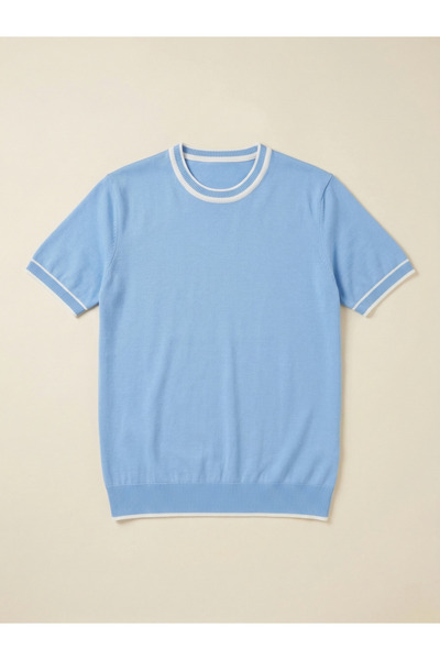 kastrioti Modern Heritage Kol ve Yaka Çizgili Bisiklet Yaka Triko T-Shirt