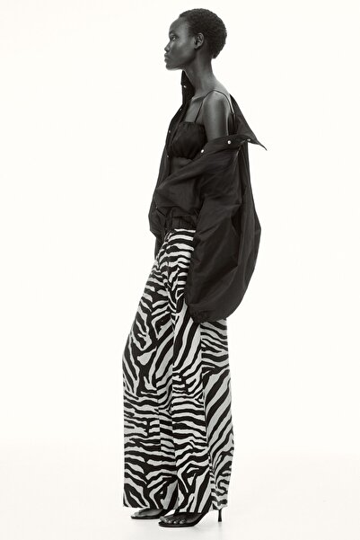 H&M Keten Karışımlı Bol Paça Pantolon
