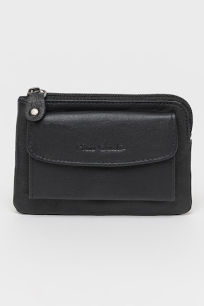 Pierre Cardin , Leather wallet with key chain, Black