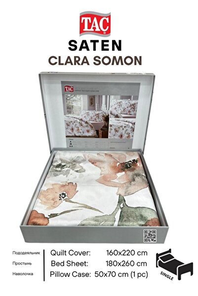 Taç Clara somon Saten Tek Kişilik Nevresim Takımı