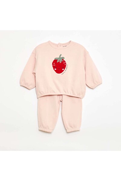 KIABI طقم سويت شيرت وبنطلون رياضي باللون الوردي