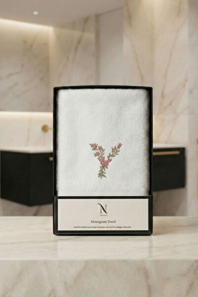N Concept Πετσέτα προσώπου από μπαμπού με κεντημένο μονόγραμμα (50 x 90 εκ.)