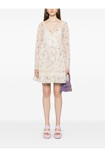 Zaghou Cotton Blend Embroidered Short Dress