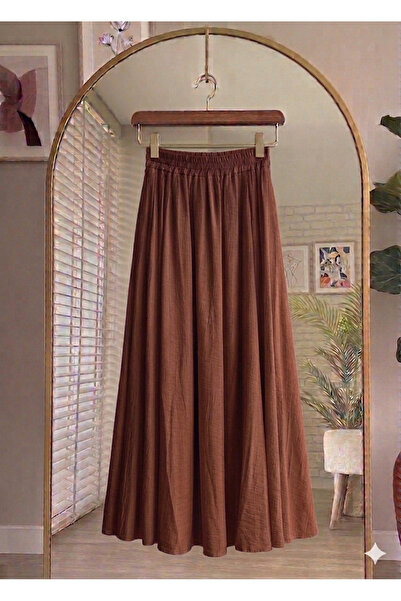 Bahar Altundemir High Waist Elastic Waist Strawberry Fabric Long Summer Skirt...