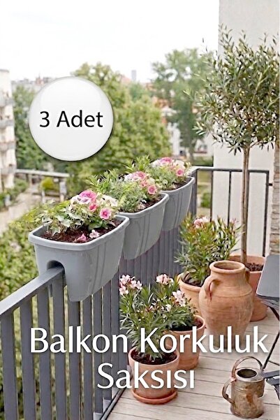EFFE HOME Dekoratif Balkon Korkuluk Saksısı 3'lü Takım
