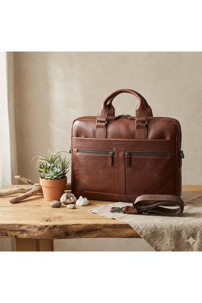 PASSTELL 100% Genuine Leather Unisex Laptop and Briefcase Handbag