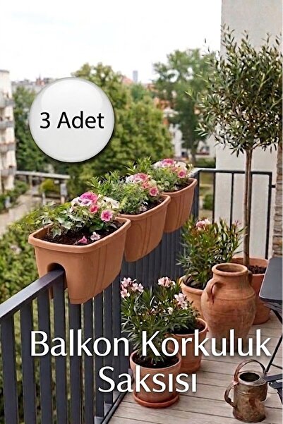 EFFE HOME Dekoratif Balkon Korkuluk Saksısı 3'lü Takım