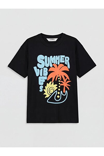 LC Waikiki Μπλουζάκι για αγόρια με στάμπα και λαιμόκοψη ποδηλάτου (S6)