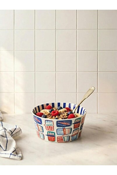 LC Waikiki Μπολ πορσελάνης με σχέδιο ανάμεικτων ψαριών (S6)