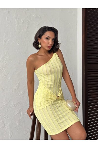 ELBEY Kadın Tek Omuz Drapeli Fit Mini Elbise