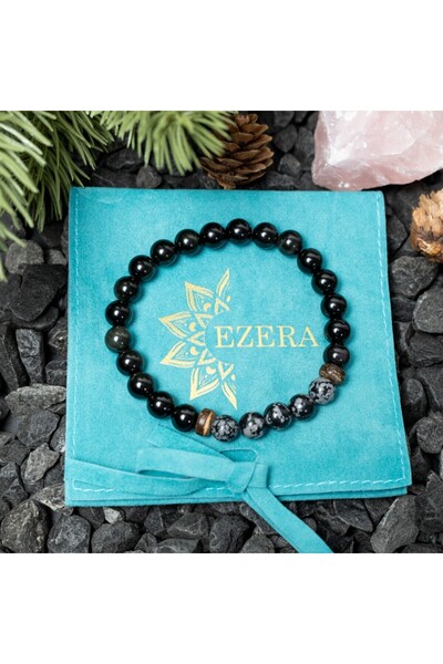 Ezera Arif, χειροποίητο ανδρικό βραχιόλι από ημιπολύτιμες πέτρες μαύρου οψιδι...