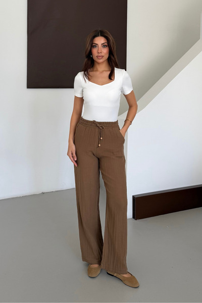 macharel jeans Muslin Linen Wide Leg Palazzo Trousers