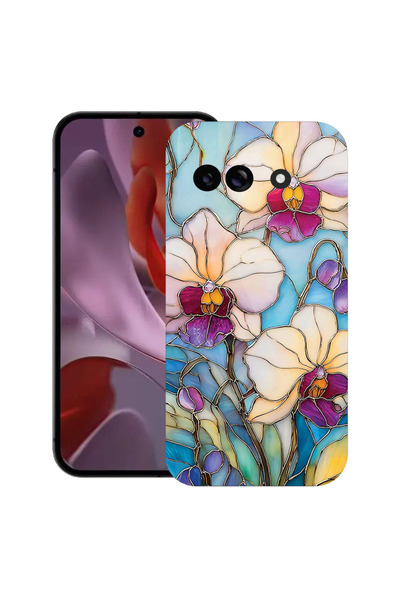 bestcase Υπέρλεπτη Θήκη για Google Pixel 9a, Φλοράλ - Ορχιδέα με σχέδιο βιτρό...