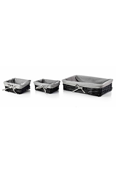 MONDEX Set 3 coșuri WILL negru 39x25x9/19x16x8/19x16x8 cm răchită