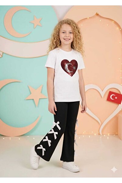 Zelhankids Κοριτσίστικο Σετ Δύο Τεμαχίων: Μπλουζάκι με Τουρκική Σημαία και Κο...