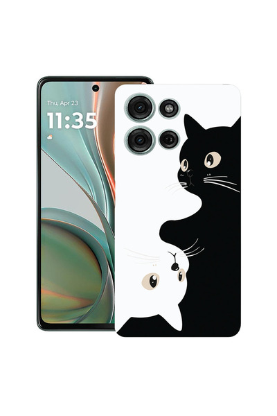 bestcase Υπέρλεπτη Θήκη για Motorola Edge 50 Pro, Μαύρες & Λευκές Γάτες, 1803...