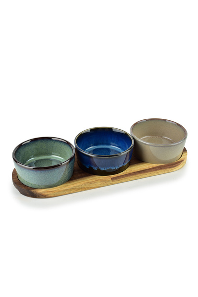 MONDEX MODERN KITCHEN platter with 3 bowls 8.5x8.5x4cm (28x9.5x1.2cm) 110ml