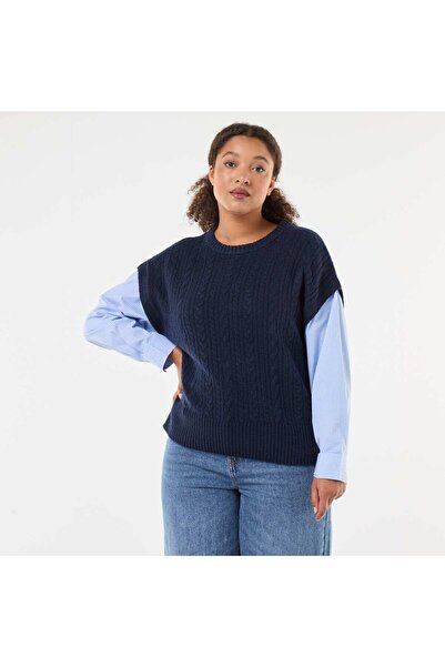 KIABI 2-in-1 Sweater with Shirt BLUE