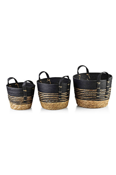 MONDEX BALI Set de 3 coșuri din iarbă de mare 33x33x26/28x28x23/23x23x20cm
