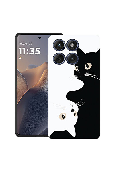 bestcase Υπέρλεπτη Θήκη για Motorola Edge 60 Pro, Μαύρες & Λευκές Γάτες, 2052...