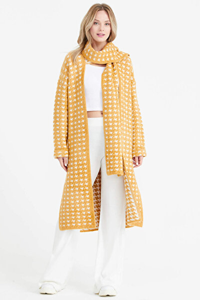 Sementa Ζακέτα πλεκτή με μοτίβο Haka Yaka Kazayağı - Πορτοκαλί