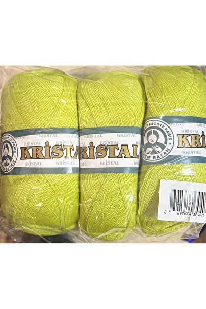 Ören Bayan Ören Kristal El Örgü Ipliği 064 3lü Fıstık Yeşili ince lif ipi