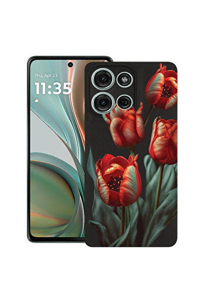 bestcase Υπέρλεπτη Θήκη για Motorola Edge 50 Pro, Φλοράλ - Κόκκινη Τουλίπα, 1...