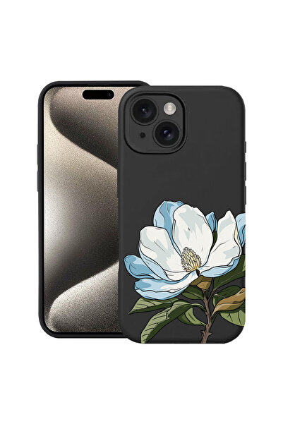 bestcase Husă Ultra Subțire pentru Apple iPhone 15, Florală - Magnolie Albast...