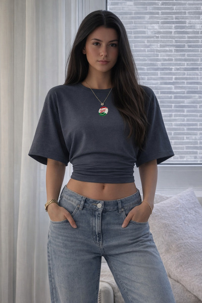 COMBİNE MİCHAİL Γυναικεία μπλούζα με στάμπα και σμάλτο, καλοκαιρινή, καπνιστή