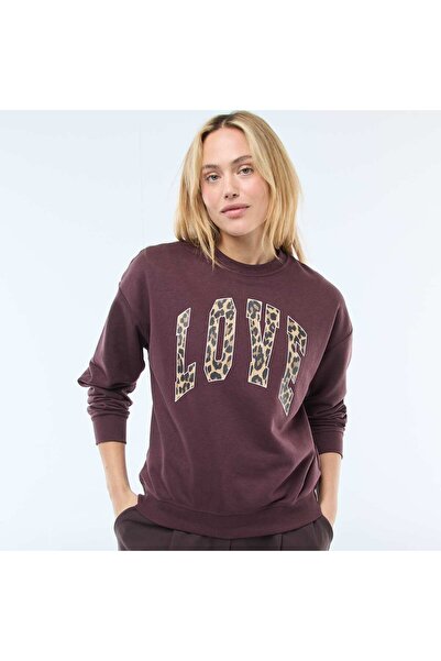 KIABI سترة رياضية خفيفة الوزن من قماش التيري الفرنسي مع طباعة باللون الأحمر