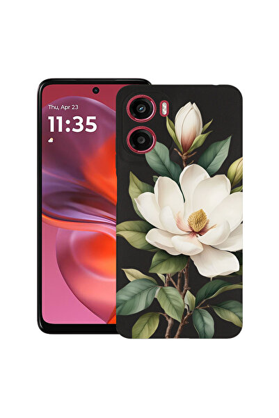 bestcase Υπέρλεπτη Θήκη για Motorola Moto G05 / Moto E15, Φλοράλ - Λευκή Μανό...