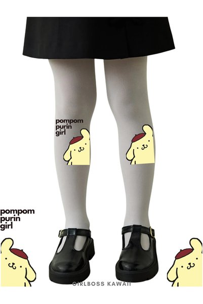 Girlboss Kawaii Pompompurin White Pantyhose Matte Opaque New Figure
