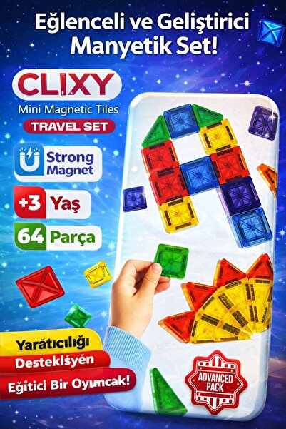 scntoys Manyetik Yapı Blokları - 64 Parça Seyahat Tipi Mini Bloklar Manyetik ...