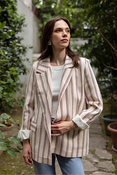 Lady Pixie Ριγέ λινό μπουφάν