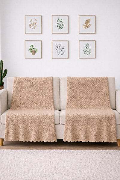 Bonny Home 2'li Kahve Kaymaz Tabanlı Kabartmalı Koltuk Örtüsü Çok Amaçlı Parl...