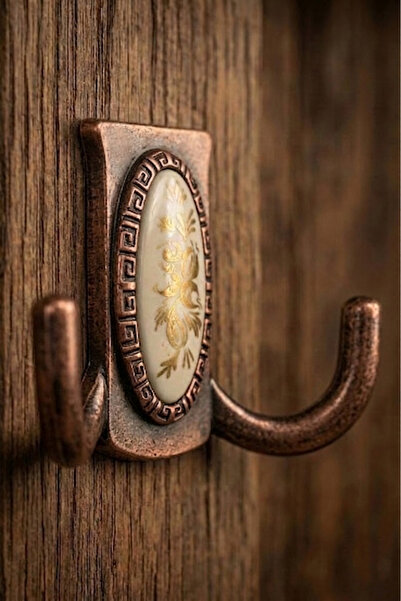 5-Piece Antique Copper Porcelain Detailed Coat Rack – Decorative Wall Hanger (5pieces)