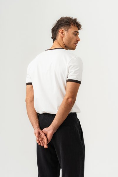 BORZ Unisex Regular Fit Basic T-Shirt with Collar and Washed Sleeves