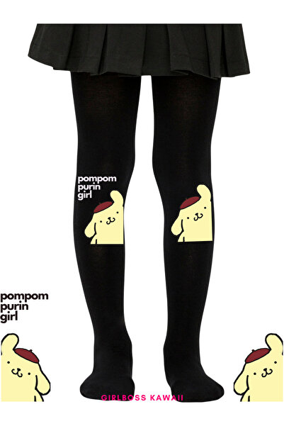 Girlboss Kawaii Pompompurin Black Pantyhose Matte Opaque New Figure