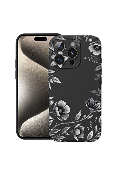 bestcase Husă Ultra Subțire pentru Apple iPhone 14 Pro, Negru Floral, 1916799...