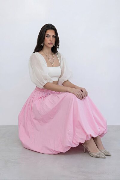 Nazline Γυναικεία μακριά φούστα ποπλίνα με φουσκωτό σχέδιο Νέα σεζόν