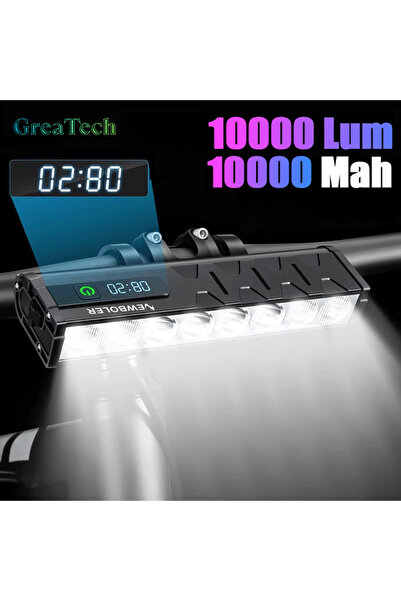 GreaTech USB Şarjlı Profesyonel Bisiklet Farı 10000 Lümen 10000 mAh Su Geçirm...