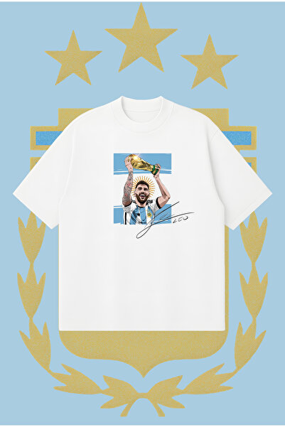 PURE POWER Leo Messi Argentina Oversize Boxy Fit Unisex 100% Cotton Tshirt – ...